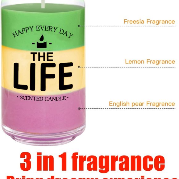 NEW 13.75oz Aromatherapy Candle with 3 Fragrances -Lemon, English Pear - Picture 4 of 6
